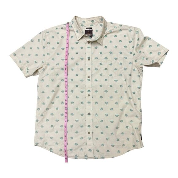 Prana Shirt Slim Fit Beige Organic Cotton Button Down Size XL Short Sleeve - Picture 3 of 8